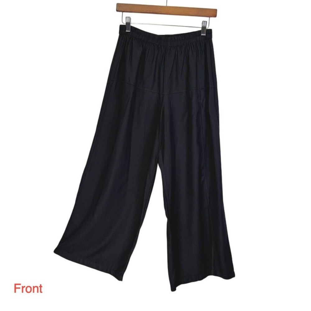 Tienda Ho Woman's Wide Leg Palazzo Pants Black Elastic Waist Relaxed Free Size